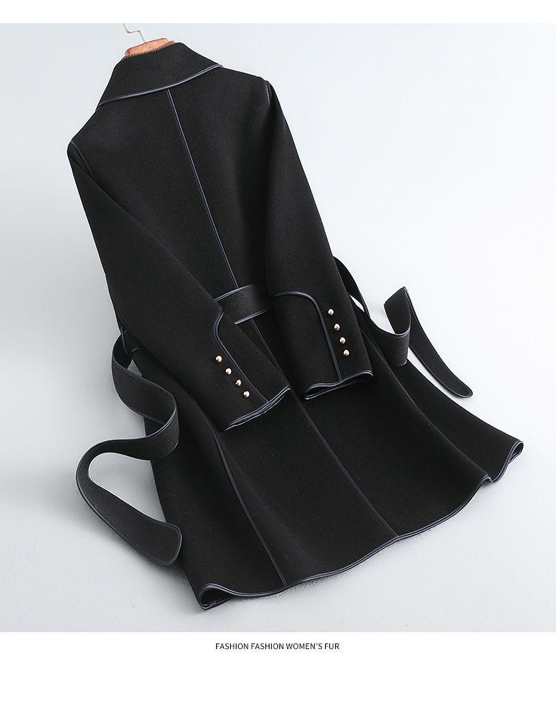 Korean-Style Woolen Coat: Women's 2025 Autumn/Winter Mid-Length Double-Sided Trendy Top