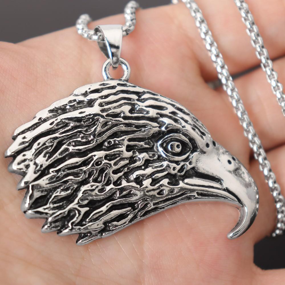 Retro Eagle Animal Pendant Necklace Trendy Men's Hip Hop Necklace Accessories