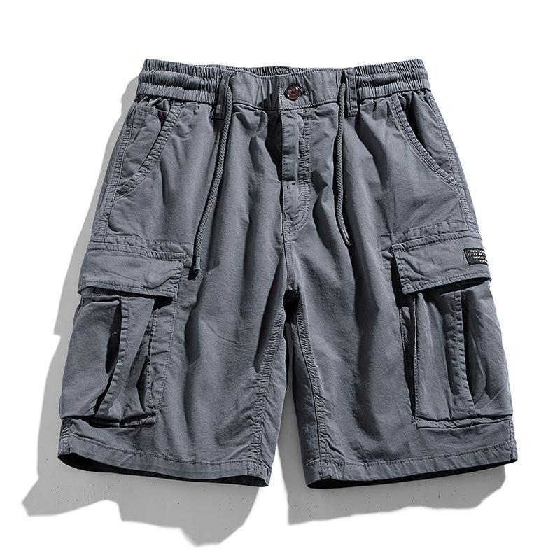 Summer Men Cargo Multi Pocket Shorts Men Casual Solid Elastic Waist Beach Short Spring Men Jogger Pants Shorts Male Dropshipping