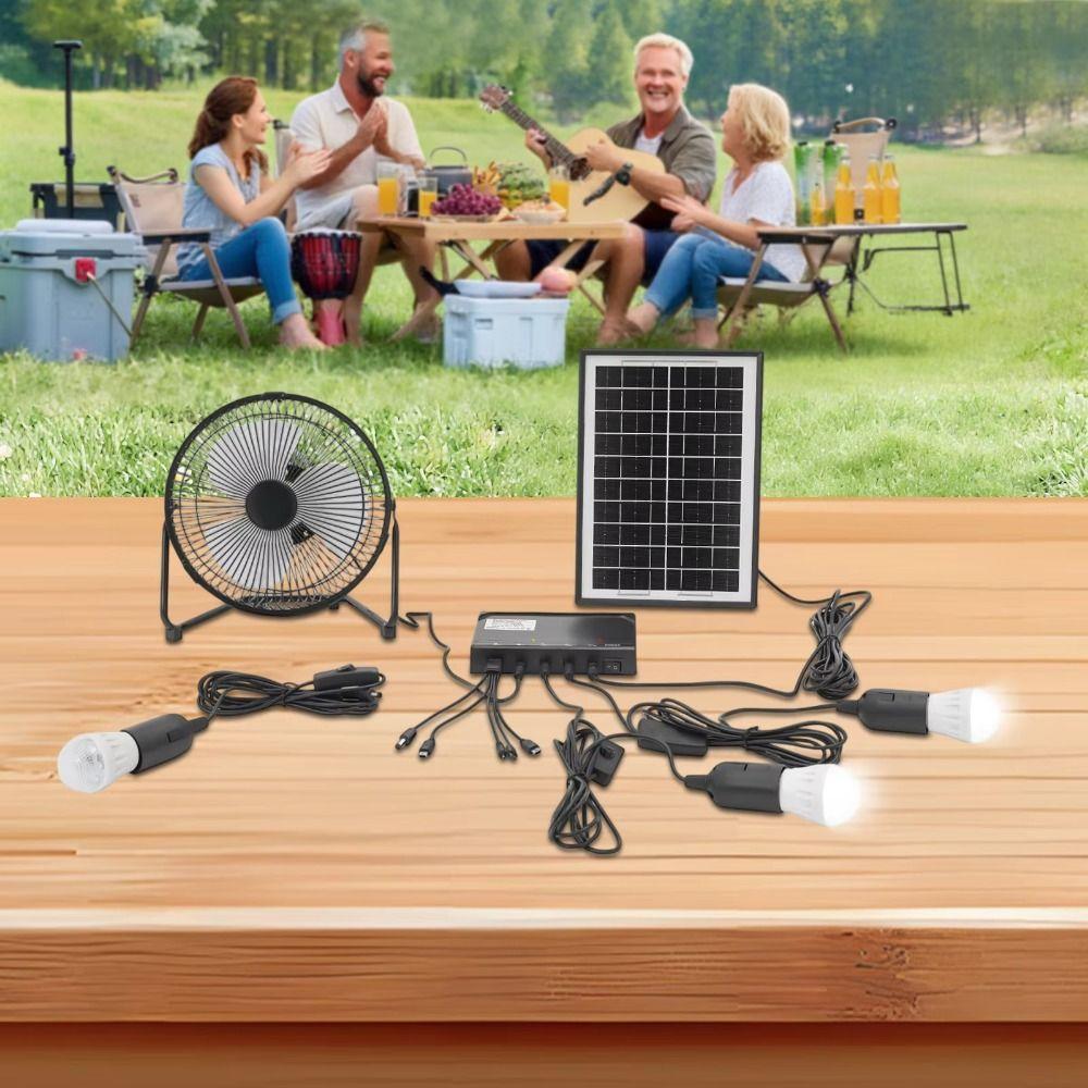 Battery Operated Solar Fan Low Noise Exhaust Fan Light Kit Cooling Fan Office