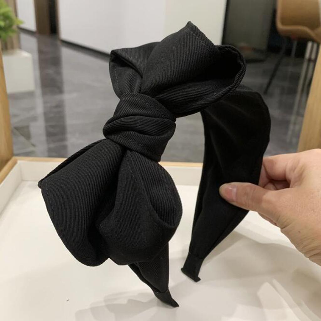 PROLY New Fashion Women Headband Big Bowknot Side Knot Hairband Casual Classic Headwear Solid Color Turban Hair Accessories