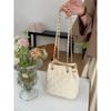 Premium Diamond Plaid Chain Bag Longxin Same Look Natural Cotton Cream Bundle Bag Small Size Bucket Bag Shoulder Bag Durable Material