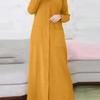 Middle East Muslim Solid Color Long Sleeve Loose Fit Round Neck Shirt Dress