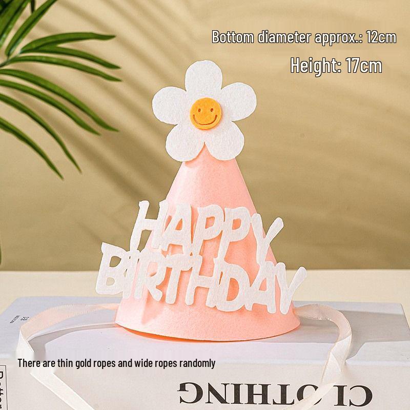 

Pack of 10 Trendy Felt Flower Birthday Cake Hats for Kids and Adults – Perfect for First Birthday Photos! Standard