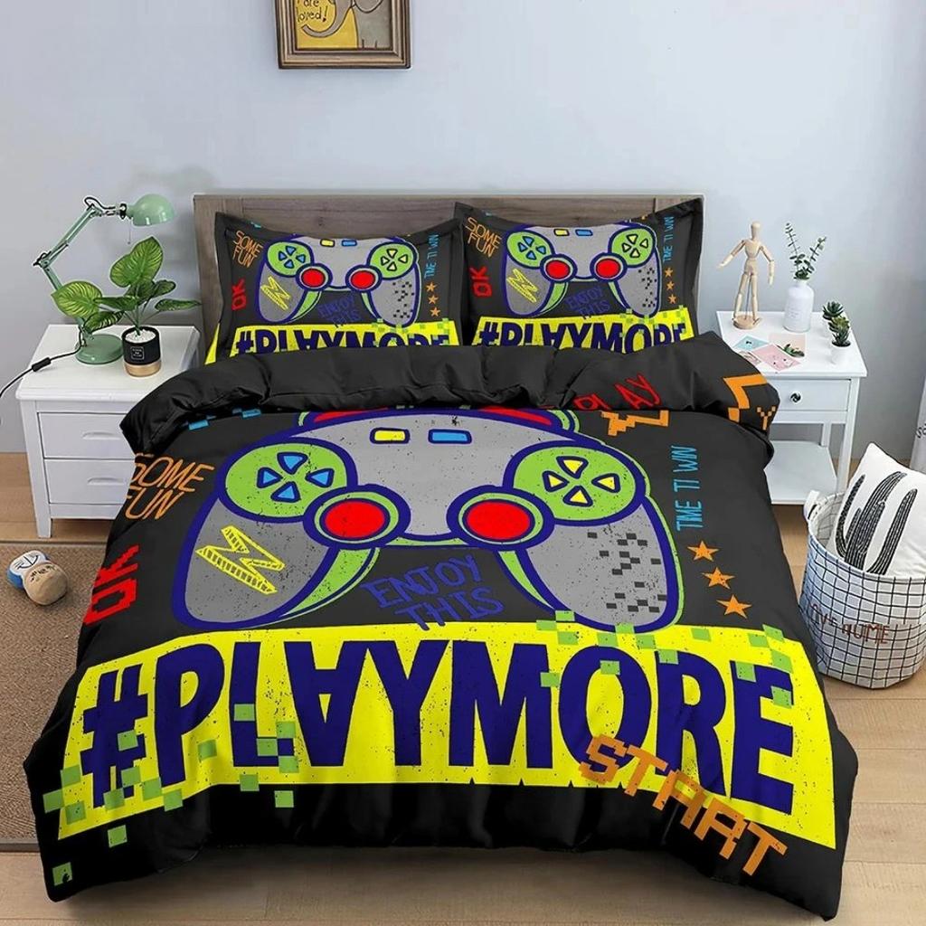 Gamepad Duvet Cover 2/3Pcs Game Bedding Set Teens Video Game Quilt Cover Set ,King, Double Bed, For Bedroom
