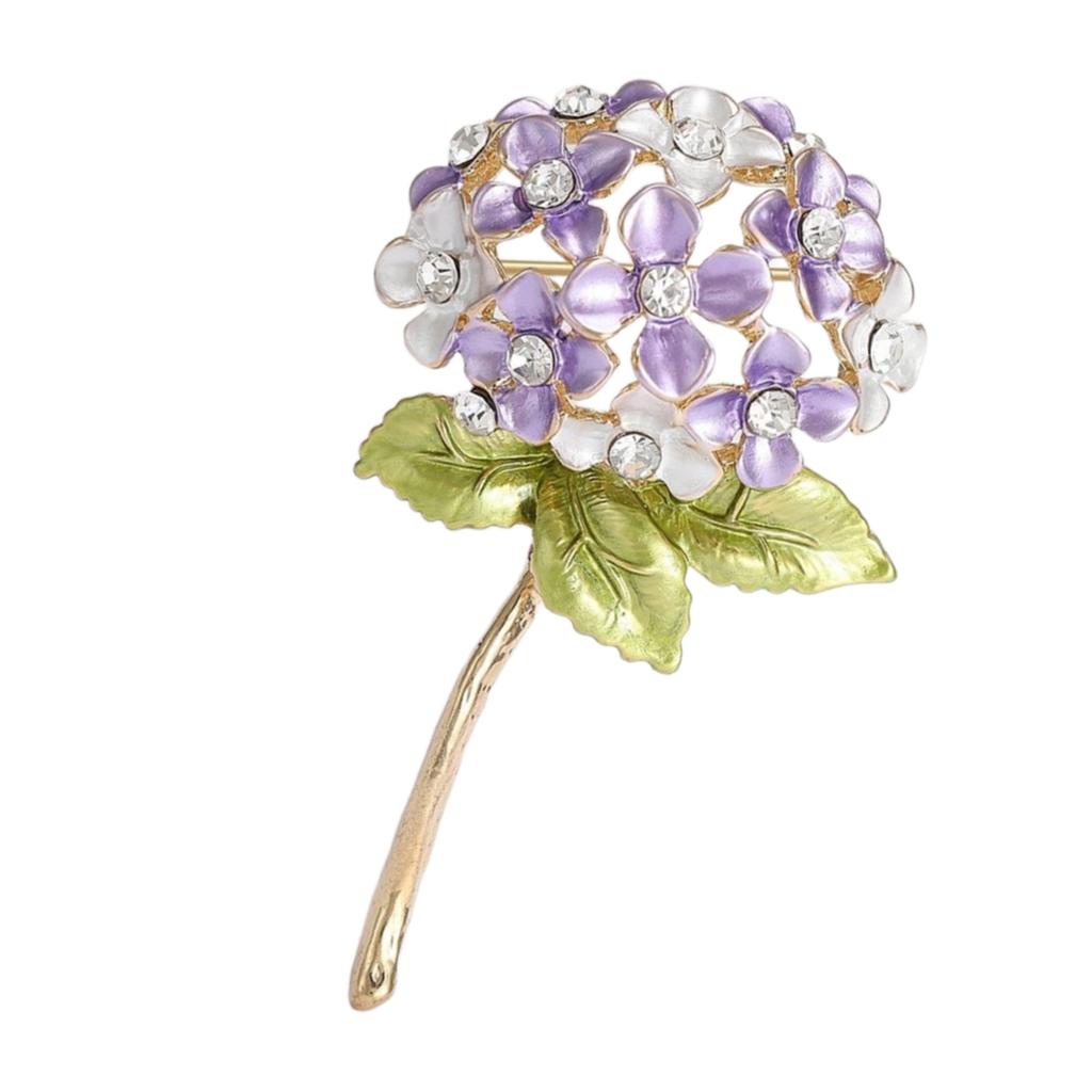 Elegant Hortensiabrosje i hvite toner Sofistikert blomsternål for moteriktige kvinner som søker stil og detaljer