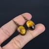 Tiger's Eye Copper Electroformed Earrings, Handmade Gemstone Earrings, Gift For Mom Antique Jewelry