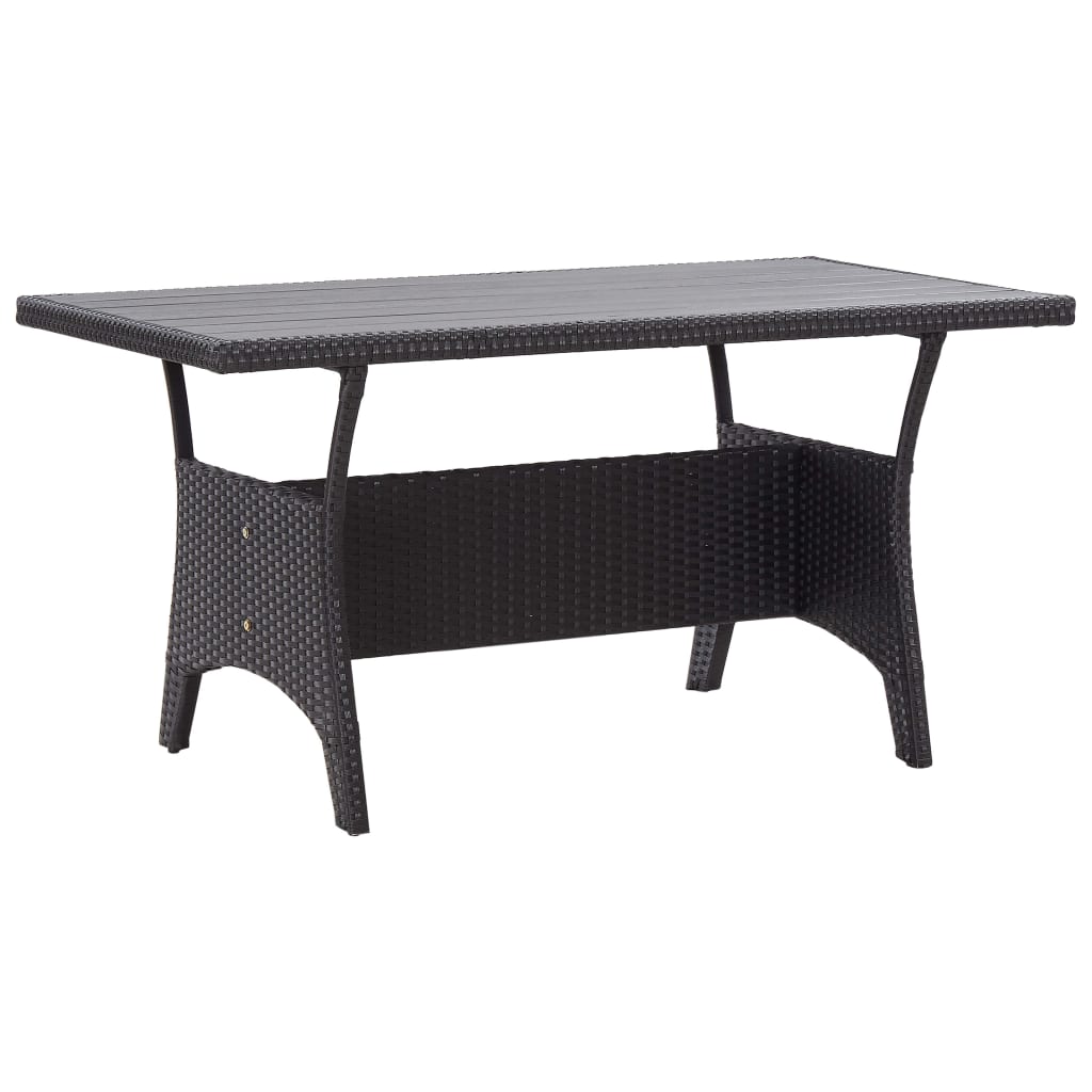 Vidaxl Kerti Asztal, Fekete, 120X70X66 Cm, Polirattan
