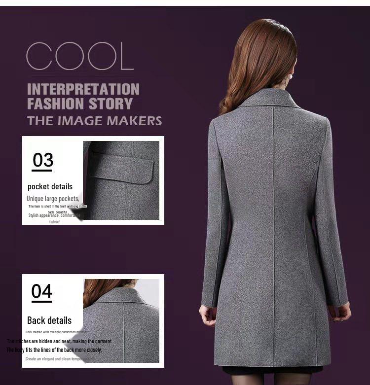 2025 Autumn/Winter Women's Mid-Length Wool Coat – Elegant Waist-Cinched Style