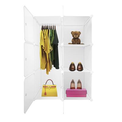 Home Boxed Basic Customizable Cube Dressing Room Wardrobe 6 Cubes/Doors Home Organization Coat Rack Shoe Rack 110x75x47cm