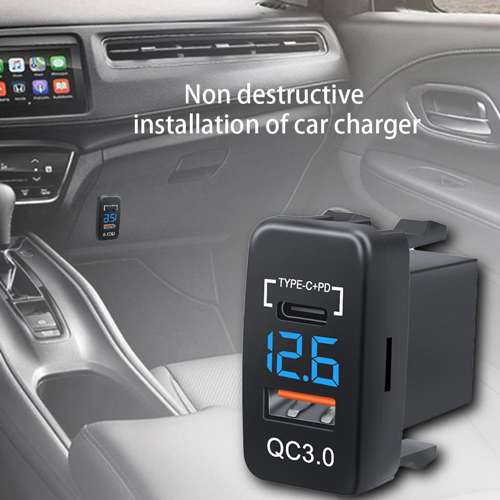 12-24V Auto Mobile Phone Charger Adapter Fast Charging QC3.0 Type C PD Car Socket Charger Dual USB Ports Power Socket Adapter