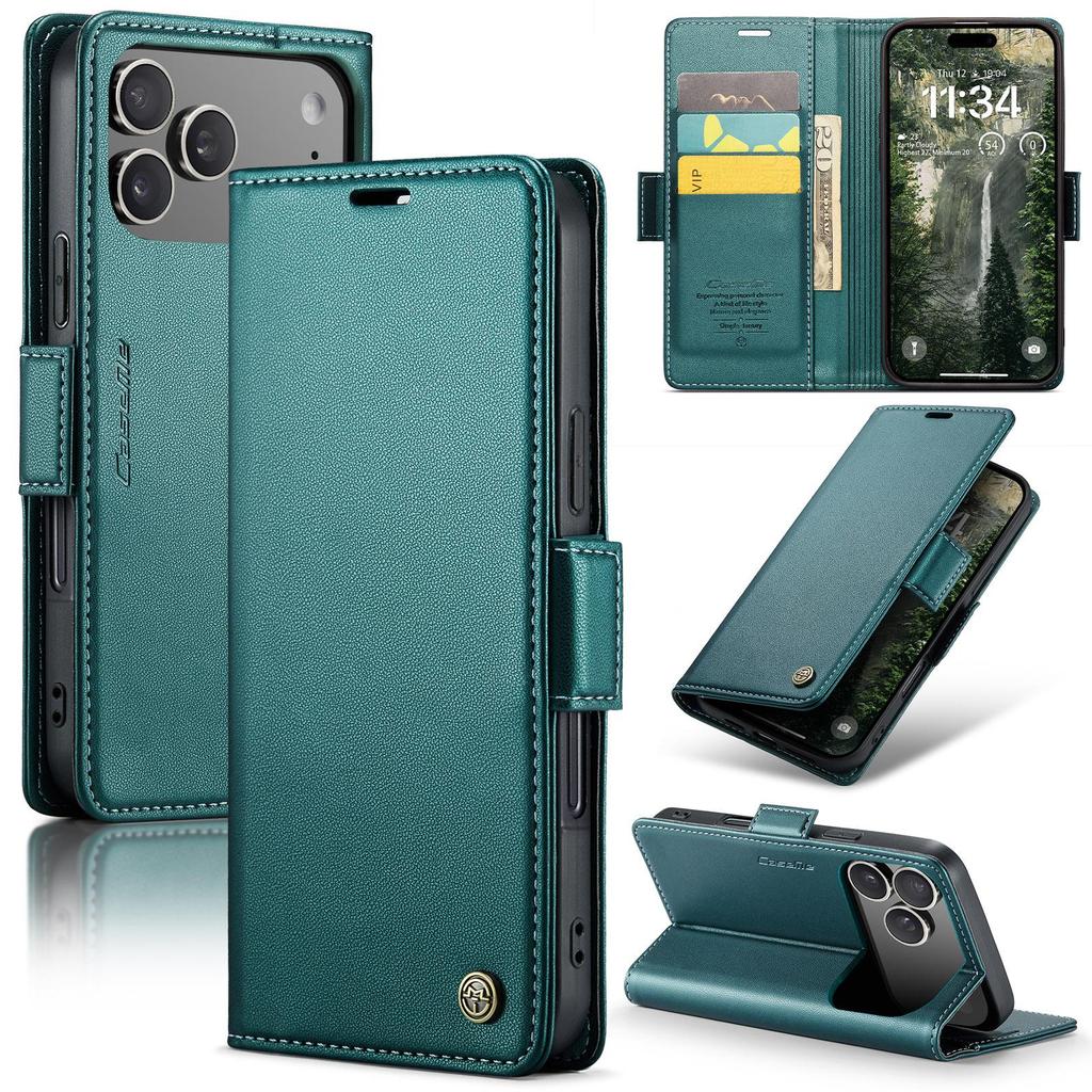 CaseMe-023 Flip Leather Case For iPhone 17 Pro Max Luxury Magnetic Wallet Card Slots Cover Stand Protectives Skins Shell