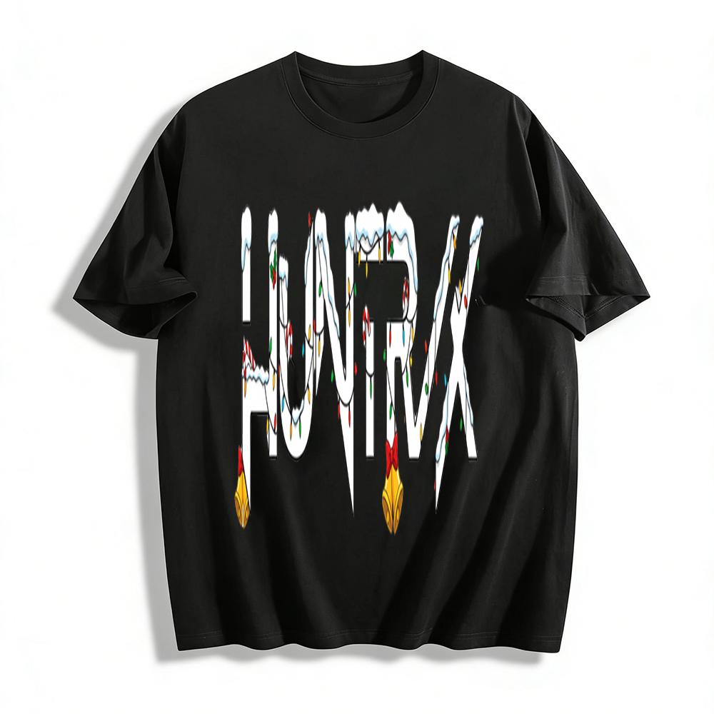 

Christmas Themed HUNTRX Letter Print Sweatshirt Unisex Casual Festival Top Pure cotton T-shirt XXS