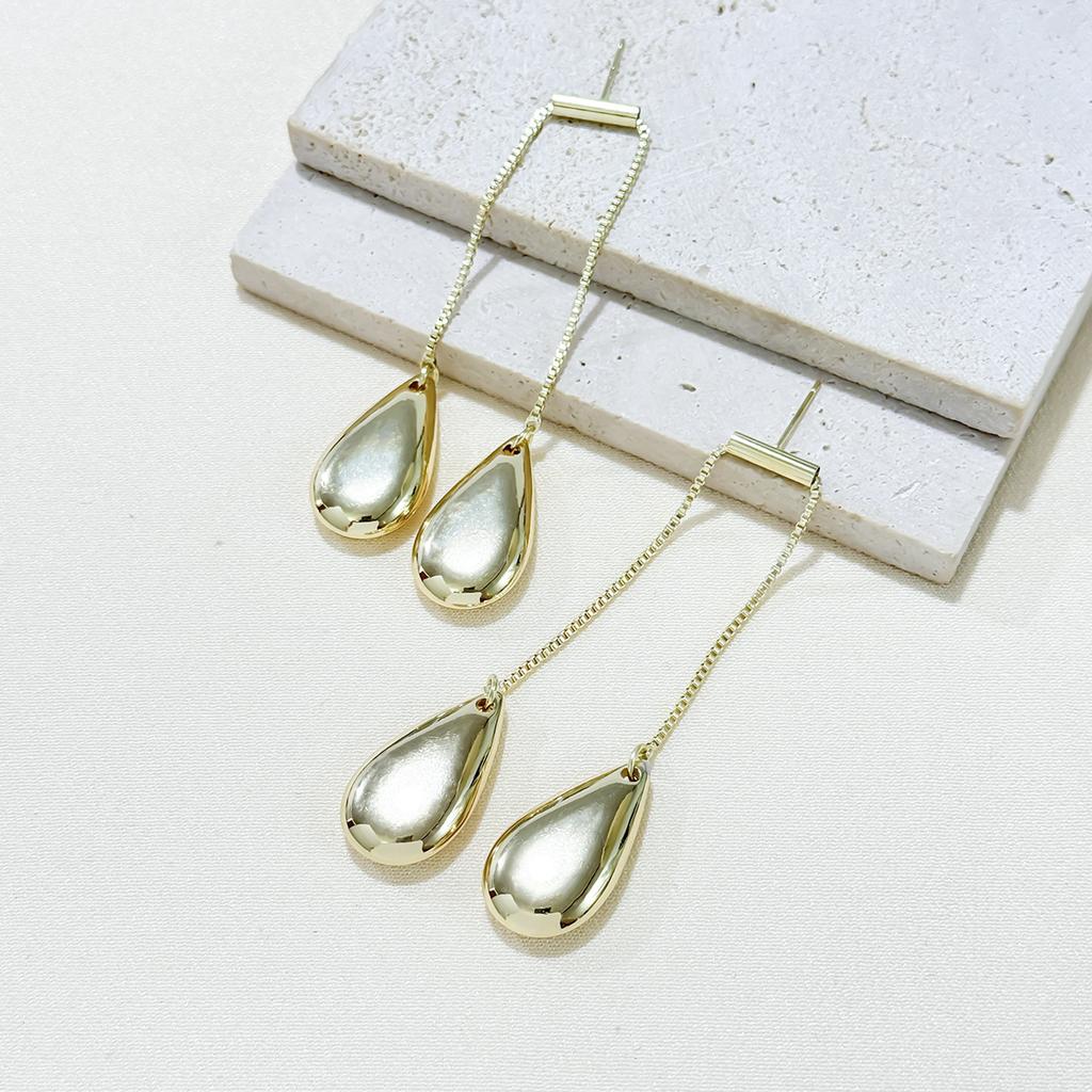 Alloy Water Drop Tassel Temperament Long Earrings High-End Simple Studs Cold Wind Earrings