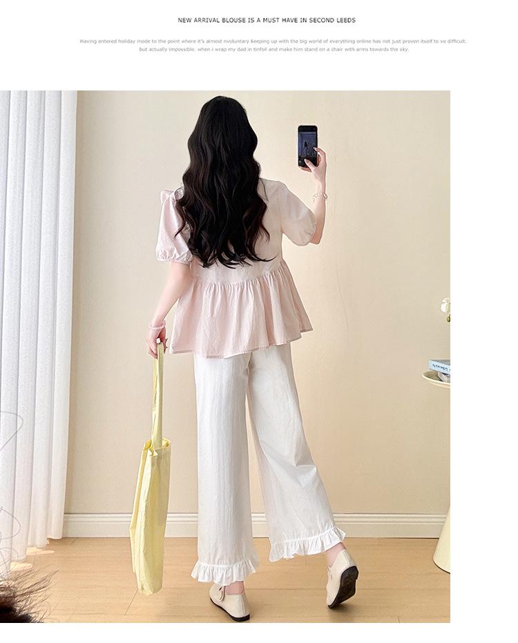 2026 Summer Fresh Bow Top & Ruffle Wide-Leg Pants Set