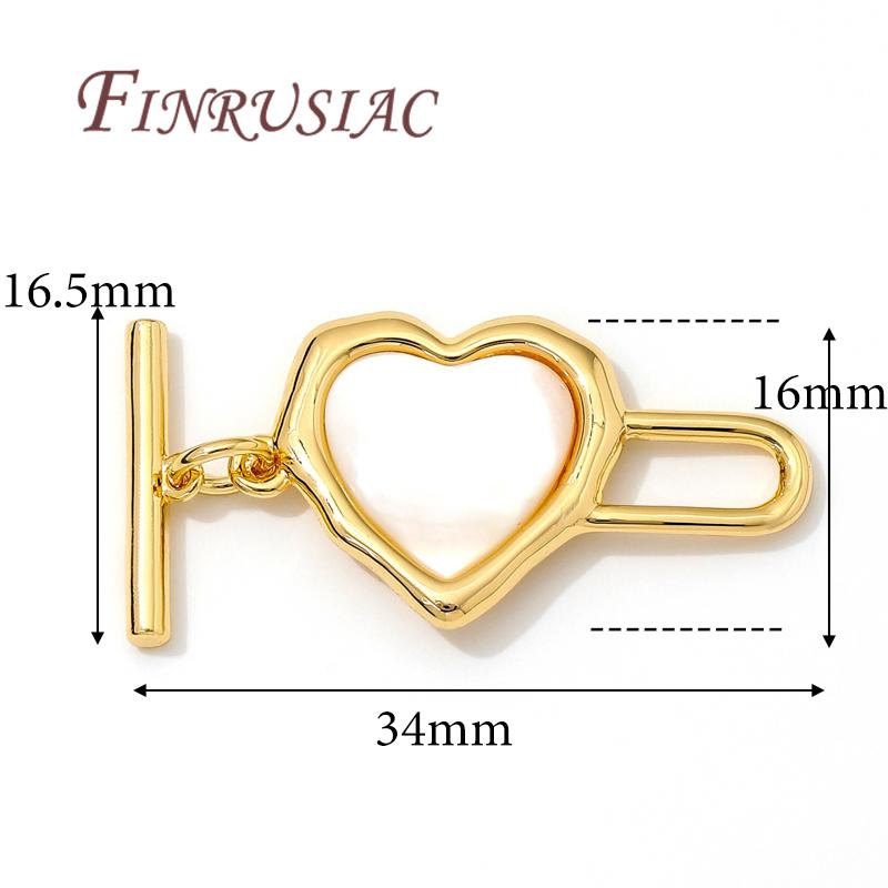 18K Gold Plated Brass with Shell Clasps For Jewelry,Heart Pearl Clasps,OT Toggle Clasp For Bracelets Accessories DIY Findings