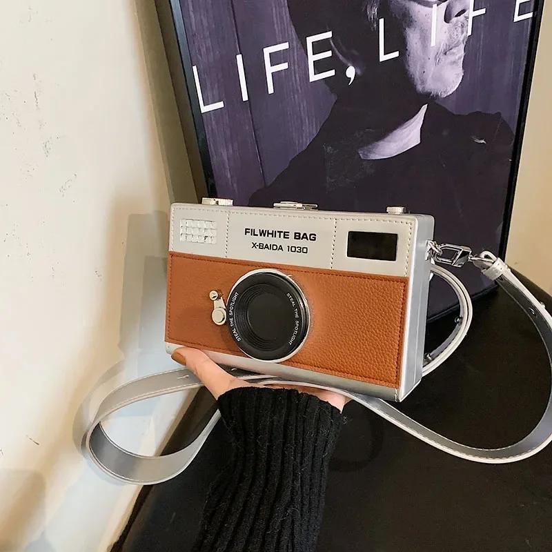 Camera Style Shoulder Bag Women Fashion Funny Box Bag Retro Camera Crossbody Bags
