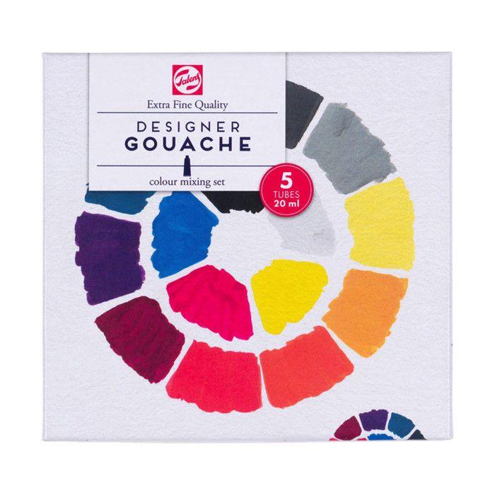 Peinture gouache - Extra fine - 5 couleurs basiques - Tubes de 20ml - Talens