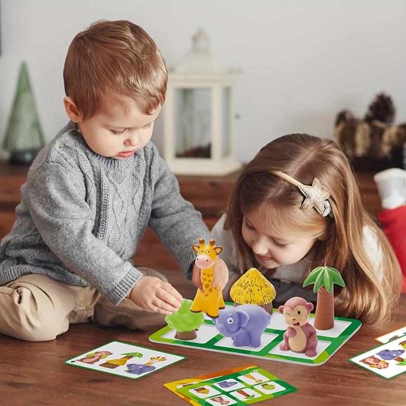 Animal Queuing Game Toy for Kids Educational STEM Learning Toy with 8 Colorful Animal Shapes, Question Cards Flashcards To Develop Spatial Logic