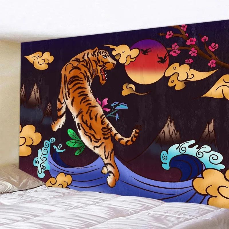 Japanese Style Ocean Wave Tapestry Office Living Room Decoration Home Wall Tapestry