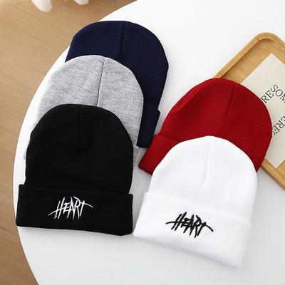 Letter Embroidery Knitted Hat Autumn and Winter Fashion Korean Tide Versatile Wool Hat Men's and Women's Pullover Hat Outdoor Thermal Hat