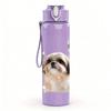 1PC Puppy Dog Soft Pillow Art Print 750ml Color Plastic Sports Water Bottle Leakproof Flip Straw Lid Suitable for Sports Office Home Use
