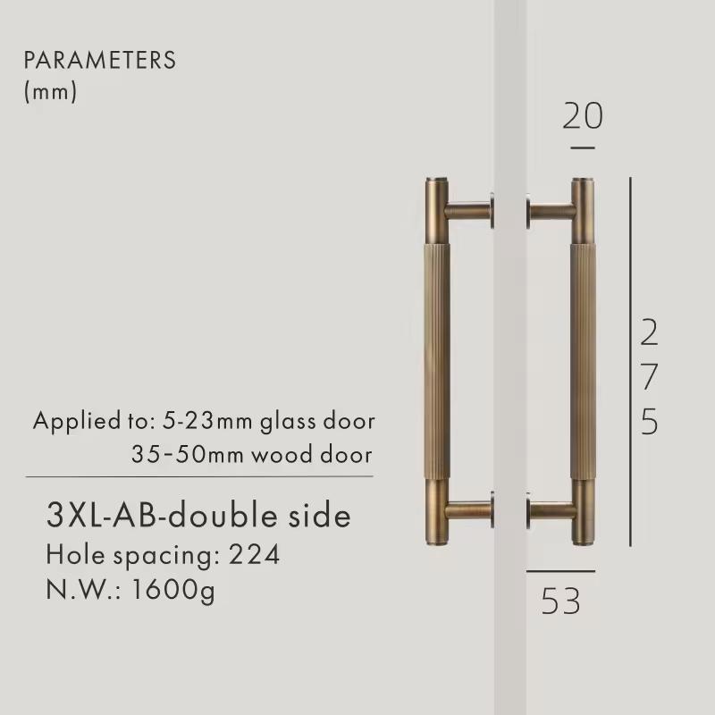 Dooroom Brass Double Single Sided Linear Striped Pull Bar Wood Gate Furniture Handle Door Handle Matt Gold Black Handle
