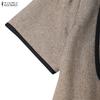 ZANZEA Women Casual Doll Collar Summer Short Sleeve Elegant A-line Dress