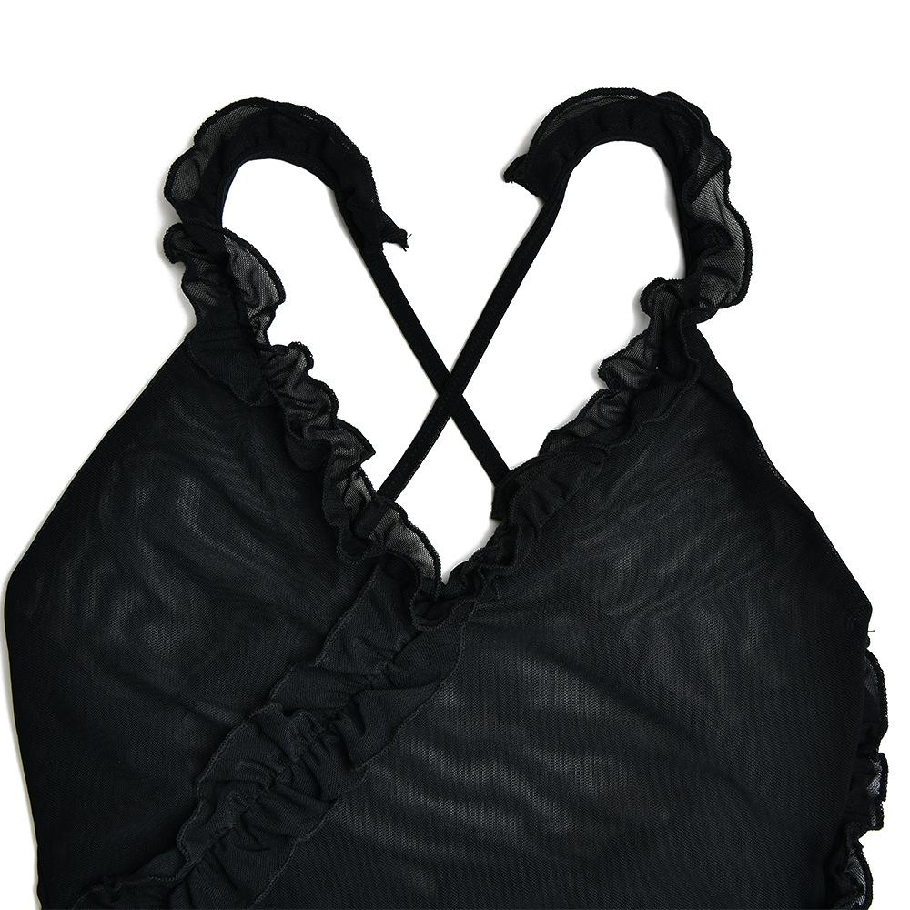 Summer V-neck Halter Backless Splicing Ruffle Short Dresses