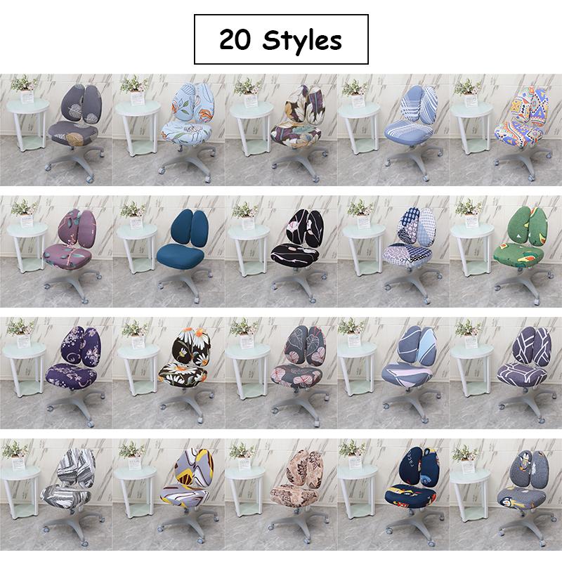 Elastic Double Back Children Study Chair Cover Elastic Student Writing Rotating Lift Chair Protector Cover Seat Backrest Case
