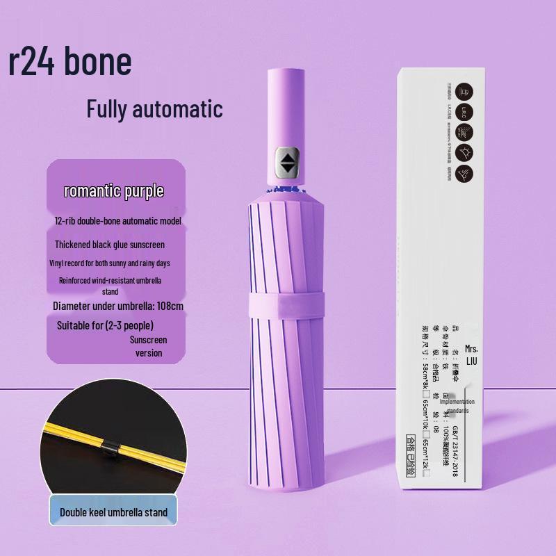 Q Fully Automatic Extra-Large Umbrella: Sun & Rain Dual Use, Reinforced Anti-UV Sunshade for Men & Women.
