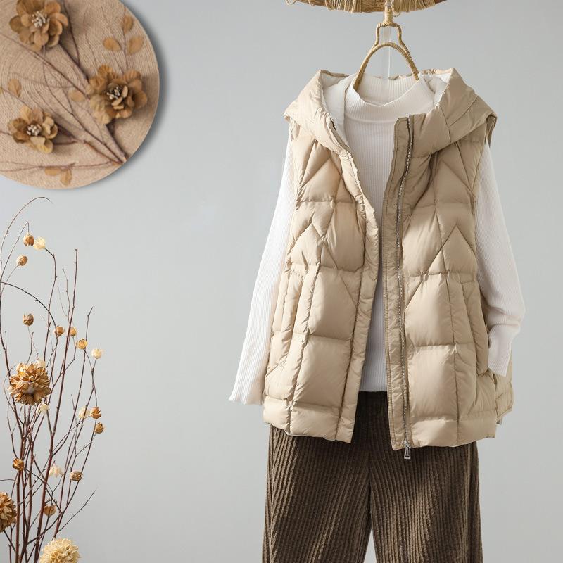 Autumn and Winter New White Duck Down Down Vest Women's Light Down Jacket Vest Vest Vest Outer Wear Vest Jacket Tide