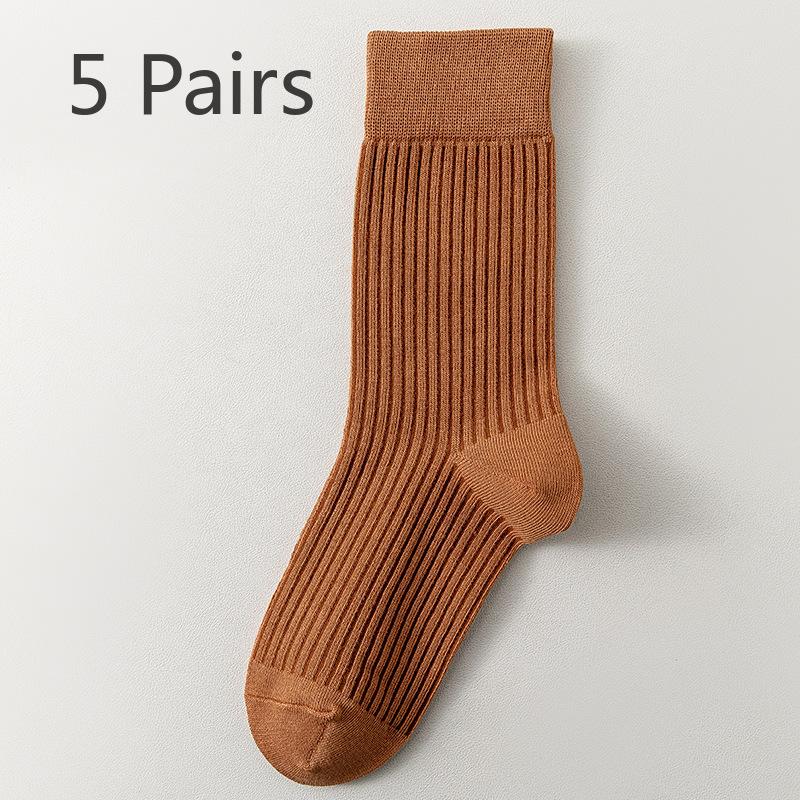 5 Pairs of Pure Cotton Anti Odor and Antibacterial Mid Calf Postpartum Socks for Women In Autumn and Winter