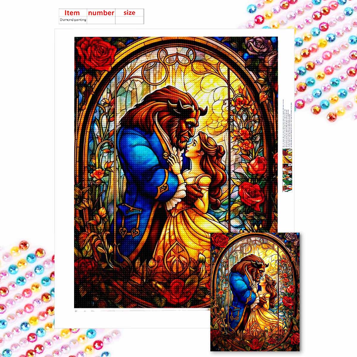 

Полная круглая алмазная живопись Принцесса и Чудовище Искусство Стразы Картина Мозаика DIY 5D Вышивка крестом Домашнее украшение Round 30x40cm