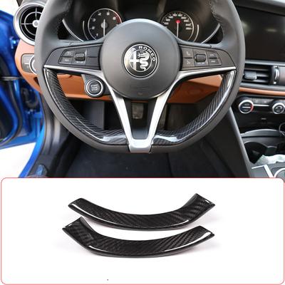 Dekorace volantu z pravého uhlíkového vlákna Obložení lišty rámu pro auto Alfa Romeo Giulia Stelvio 2017 2018
