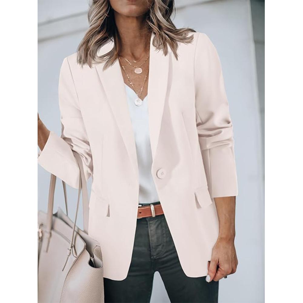 

Женские повседневные пиджаки с открытым передом и длинным рукавом для работы в офисе, пиджаки для пиджака L абрикосовый