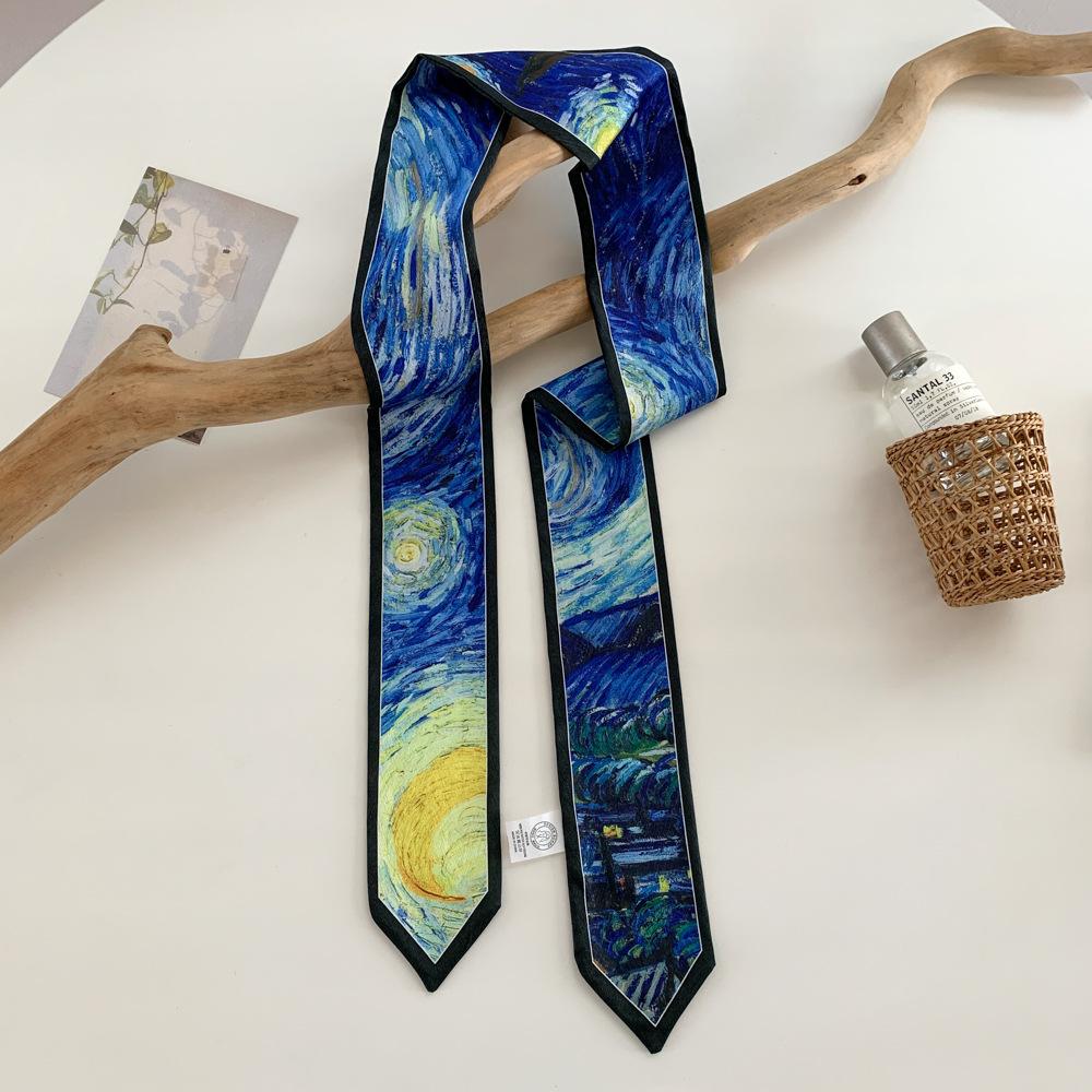 High Grade Hairband Silk Feel Neckerchief Women Scarf Long Skinny Headbands Cute Tie Scarves Luxury Print Bag Scarf For Ladies