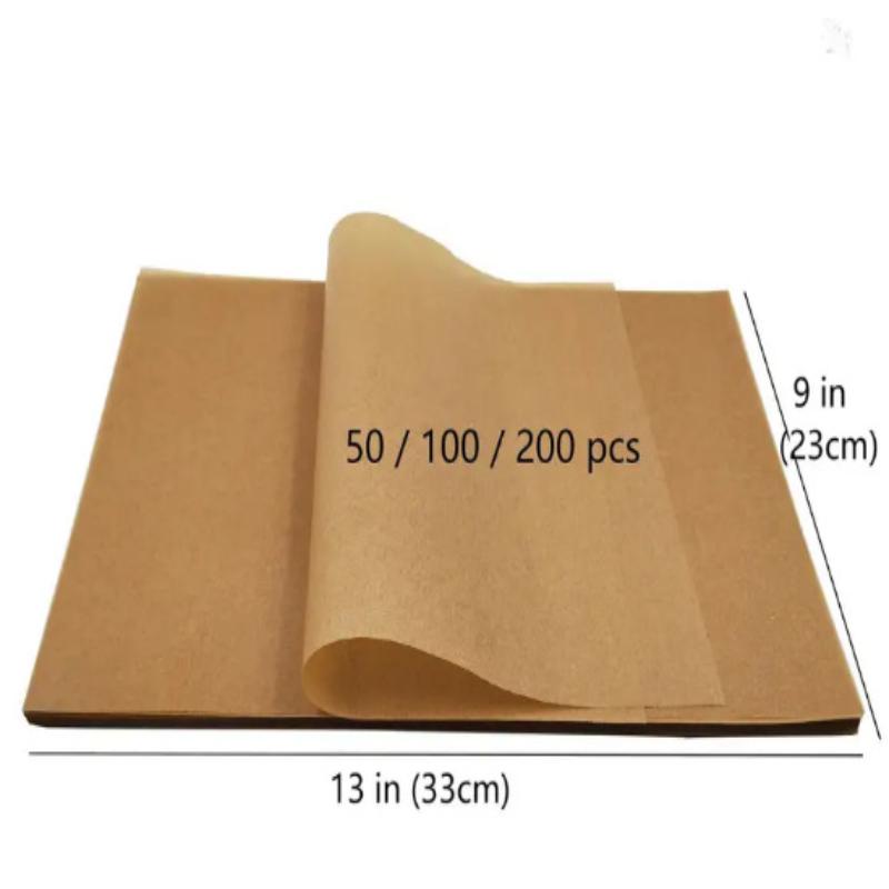 200Pcs Air Fryer Parchment Paper Burger Dessert Sandwich Wrapping Brown Wax Paper Kitchen Oven Paper