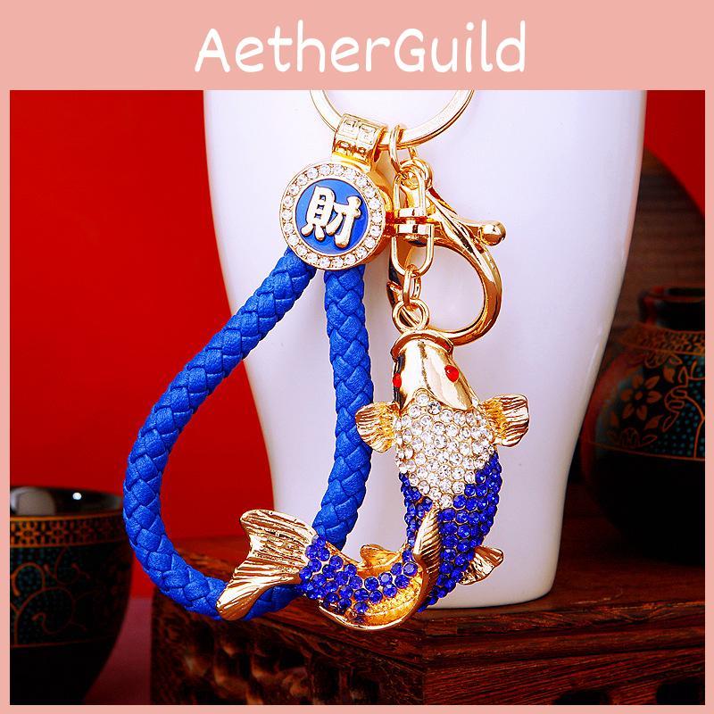 National Style Fish Keychain Adorned With Rhinestones For Gifts Celebratory