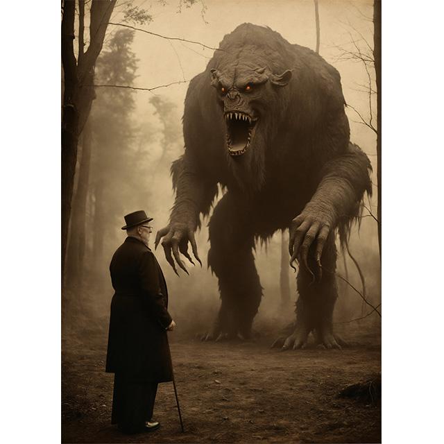 Old Vampire Man With Giant Monster Vintage Tabletop Photo Prints Poster Canvas Painting Wall Art Pictures Living Room Home Decor