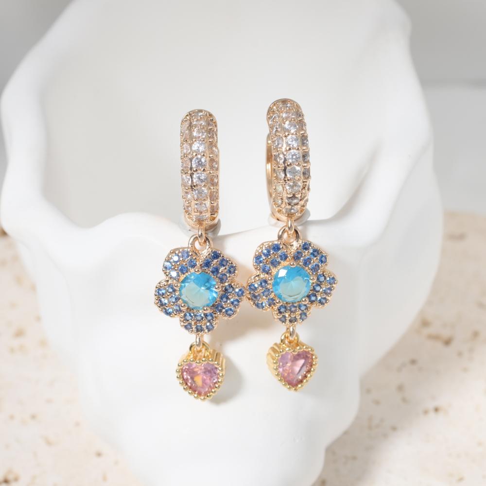 

Luxury Flower Heart Dangle Earrings for Women Golden Earring Jewelry Wedding Party Accessories золотой