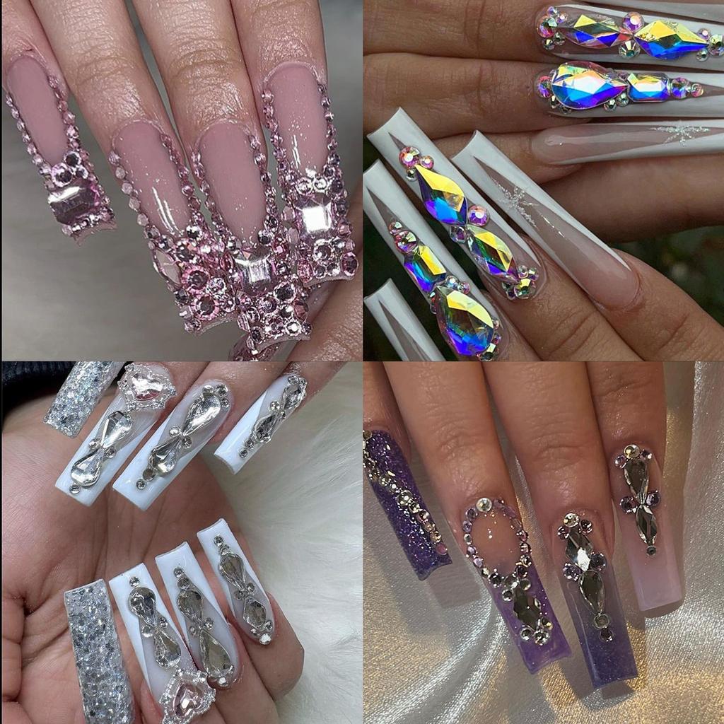 New Flat-Bottomed Diamond Heterosexual Mixed Diamond Nail Art Jewelry Mixed Mixed Round Glass Diamond Rhinestone Nail Decoration