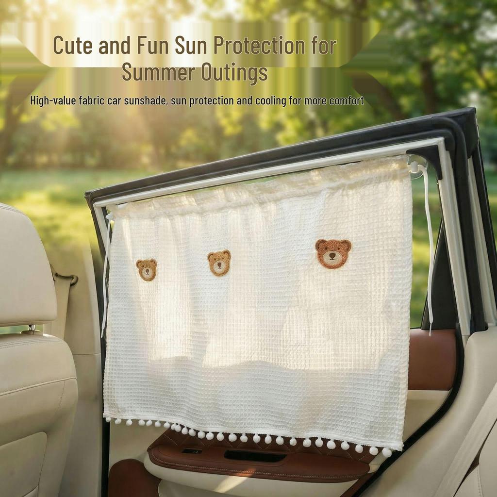 Universal Car Sun Shade Cartoon Design - UV Protection with Suction Cup