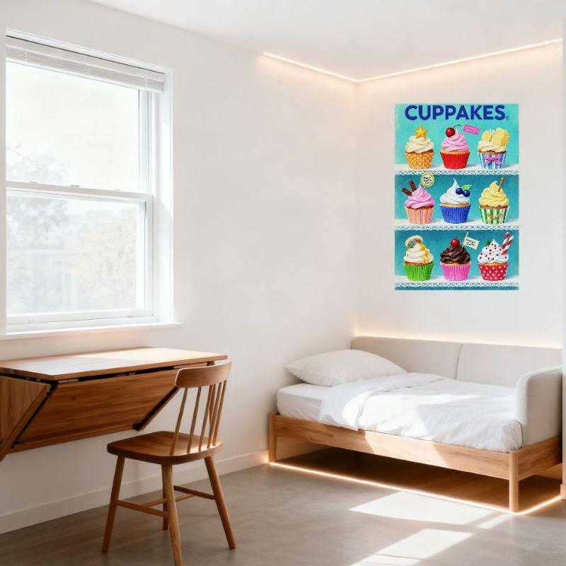 Colorful 9 Cupcakes Arrangement Metal Tin Sign Vintage Sweet Food Art for Café Restaurant Home Decoration