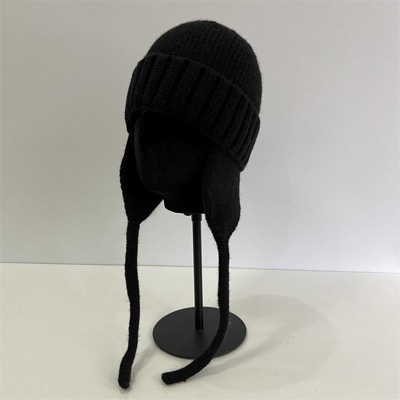 Winter Face Small Lei Feng Hat Women's Knitted Wool Hat Winter Belt Cycling Flying Hat Thermal Ear Hat