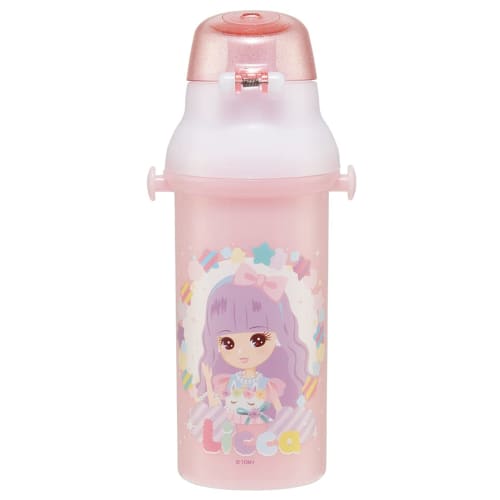 Skater Children's Plastic Water Bottle 480ml One Push Open/Close Antibacterial Child Friendly Lightweight Antibacterial Treatment Made In Japan Licca-