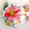 1pc Flower Artwork Automatic Folding Umbrella - Compact 8-Rib Design, Durable Plastic & Iron, Festive Gift, Compact Umbrellan031