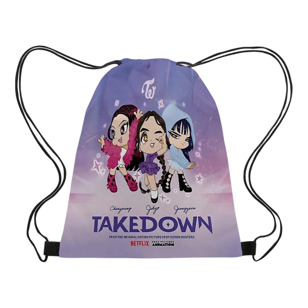 Printed Drawstring Pocket, Portable Drawstring Bag, Water-resistant