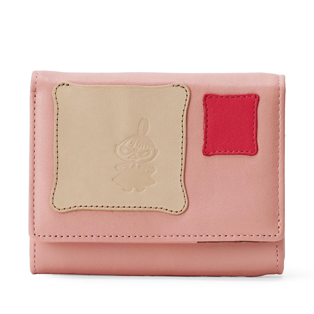 

Moomin bifold wallet 2 wallet genuine leather cowhide patchwork patchwork [Moomin] [Official] No.82000 рожевий