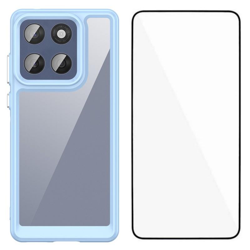 For Motorola Edge 60 5G Phone Case WANLONFENG XC Series TPU Acrylic Cover with Tempered Glass (Big Lens Hole)